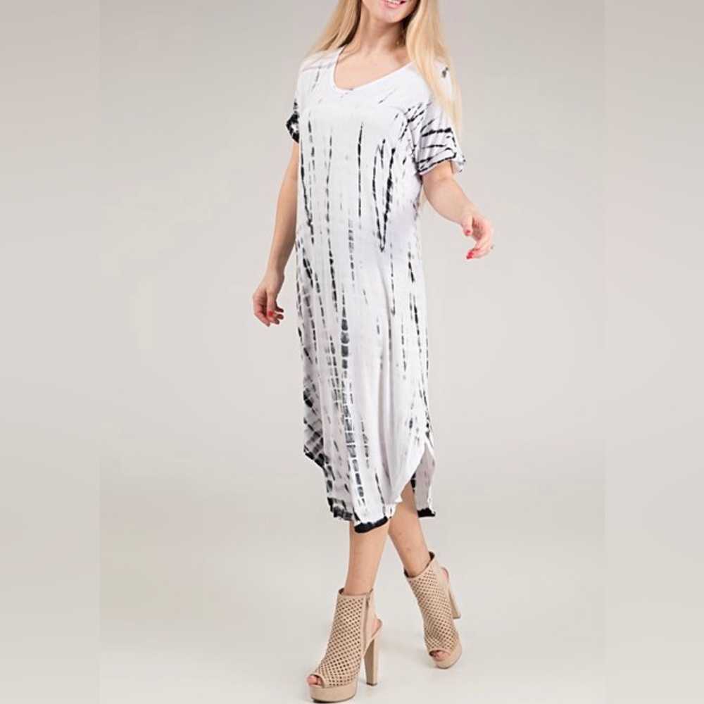 Off-White Tye-Die Curved-Hem T-Shirt Dress